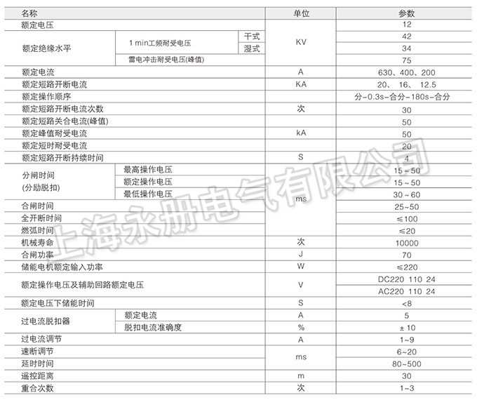 ZW8-12戶外高壓真空斷路器的技術(shù)參數(shù)