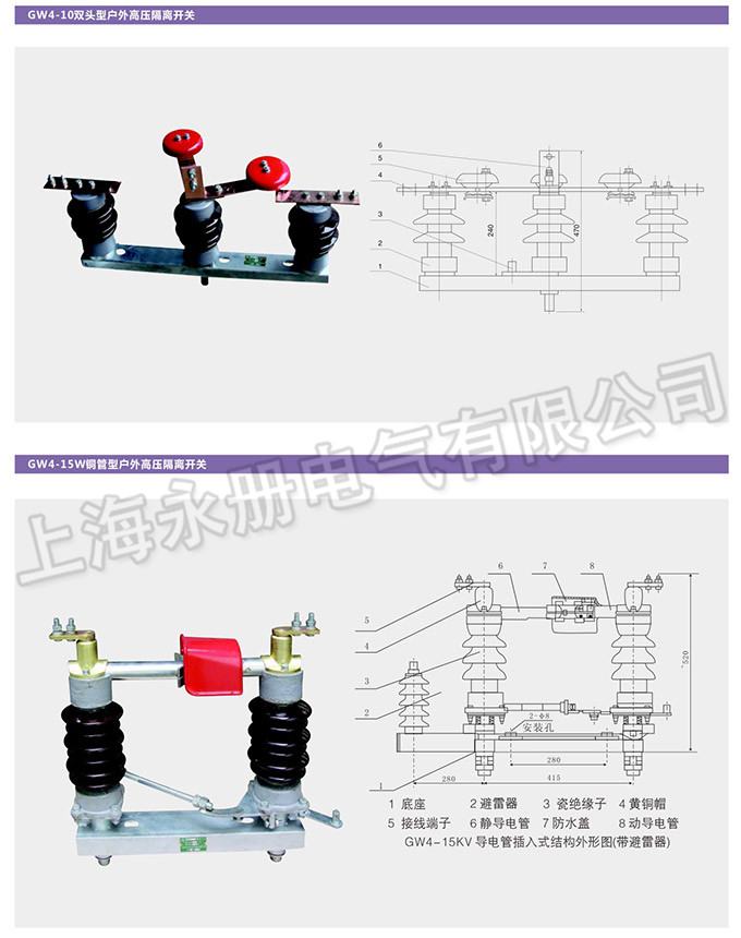 GW4型戶外高壓隔離開關(guān)的外形及結(jié)構(gòu)圖